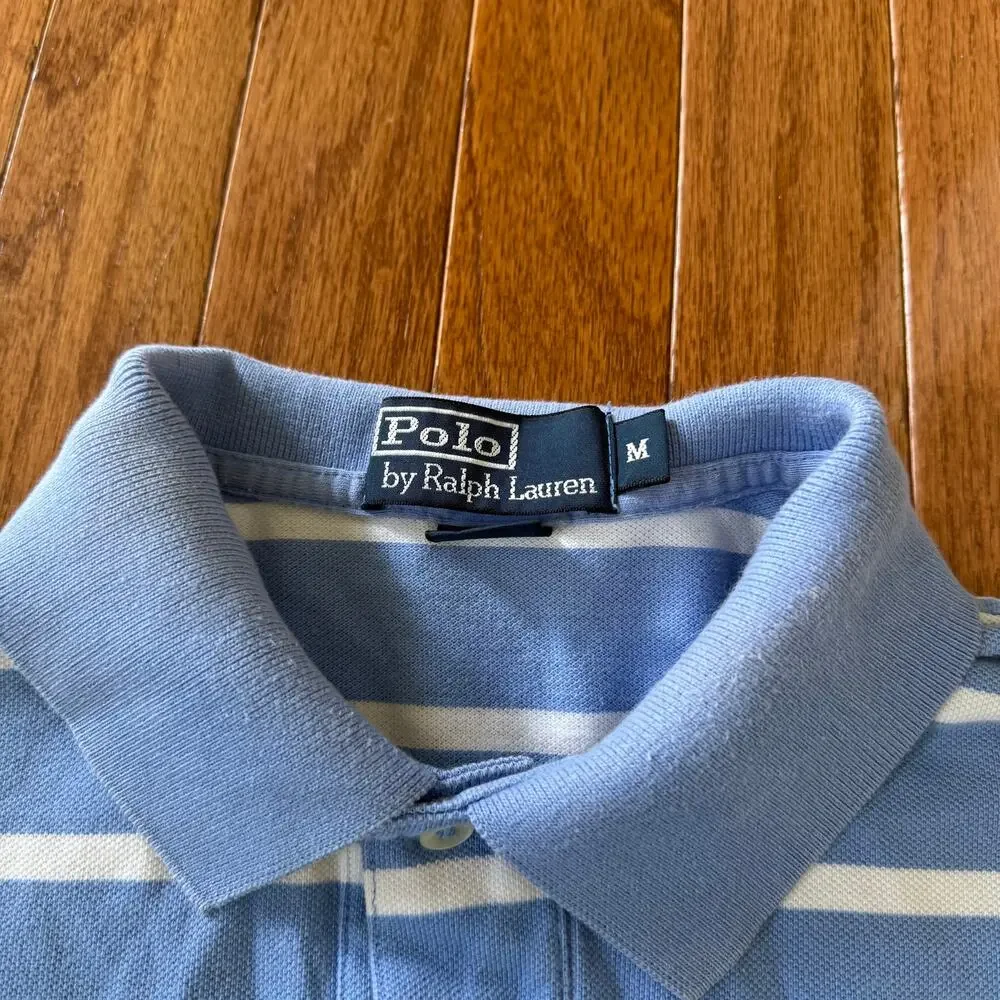 Polo Ralph Lauren | Blue/White Stripe Orange Pony Casual Polo Shirt Size Medium